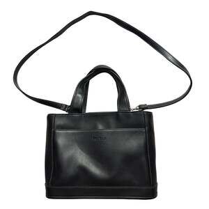 Fratelli Vintage Black Leather Multi-Compartment Organizer Crossbody Tote Bag